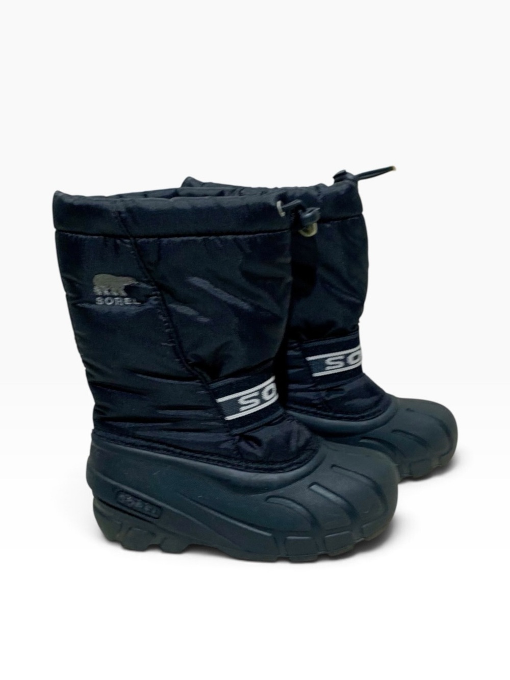 Sorel #1481731011  Kids Black Insulated Snow Boots with Pull‑Cuff Size 13